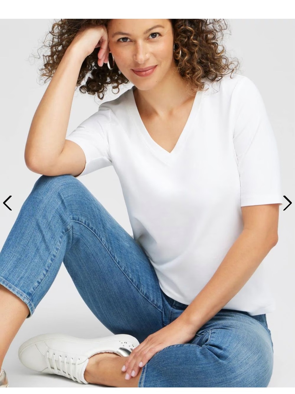 New! Chico's Solid White V‑Neck Short Sleeve Tee Shirt Top Cotton Sz 3 / XL NWT